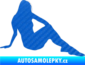 Samolepka Erotická žena 048 pravá 3D karbon modrý