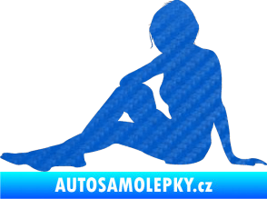 Samolepka Erotická žena 049 levá 3D karbon modrý