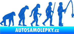 Samolepka Evoluce 005 rybář pravá 3D karbon modrý