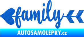 Samolepka Family 003 nápis se šípem 3D karbon modrý