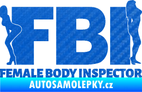 Samolepka FBI female body inspector 3D karbon modrý