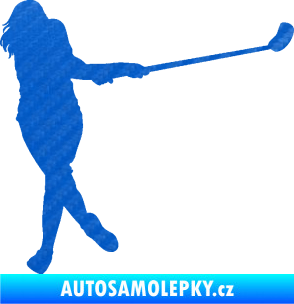 Samolepka Florbal 006 pravá  3D karbon modrý