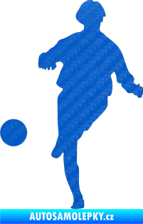 Samolepka Fotbalista 002 levá 3D karbon modrý