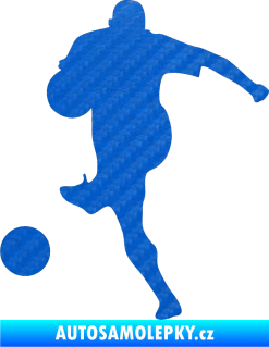Samolepka Fotbalista 024 levá 3D karbon modrý