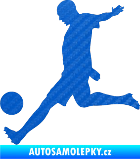 Samolepka Fotbalista 028 levá 3D karbon modrý