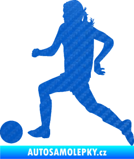 Samolepka Fotbalistka 001 levá 3D karbon modrý