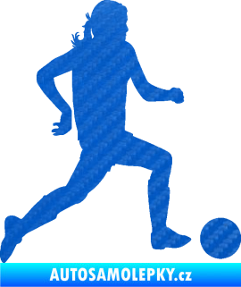 Samolepka Fotbalistka 001 pravá 3D karbon modrý
