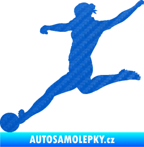 Samolepka Fotbalistka 002 levá 3D karbon modrý