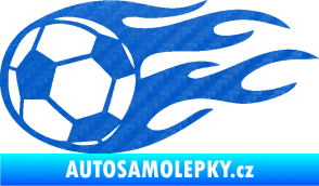 Samolepka Fotbalový míč 004 levá v plamenech 3D karbon modrý