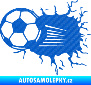Samolepka Fotbalový míč 005 levá 3D karbon modrý