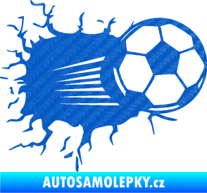 Samolepka Fotbalový míč 005 pravá 3D karbon modrý