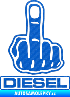 Samolepka Fuck off diesel 3D karbon modrý