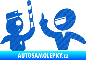 Samolepka Fuck the police 003 3D karbon modrý