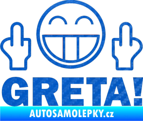 Samolepka Fuck you Greta 002 3D karbon modrý
