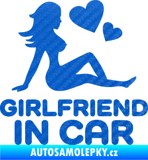 Samolepka Girlfriend in car 3D karbon modrý