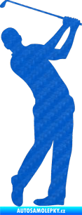 Samolepka Golfista 002 pravá 3D karbon modrý