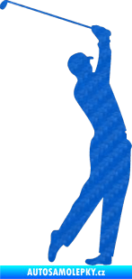 Samolepka Golfista 003 pravá 3D karbon modrý