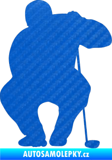 Samolepka Golfista 006 pravá 3D karbon modrý