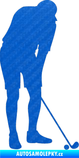 Samolepka Golfista 007 pravá 3D karbon modrý