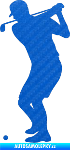 Samolepka Golfista 008 levá 3D karbon modrý