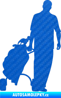 Samolepka Golfista 009 pravá 3D karbon modrý
