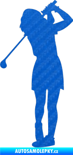 Samolepka Golfistka 014 levá 3D karbon modrý