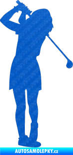 Samolepka Golfistka 014 pravá 3D karbon modrý