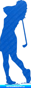 Samolepka Golfistka 015 pravá 3D karbon modrý