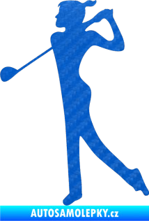 Samolepka Golfistka 016 levá 3D karbon modrý