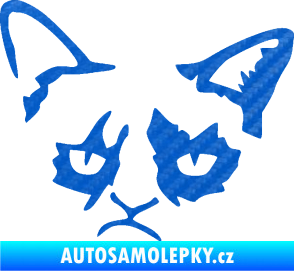 Samolepka Grumpy cat 001 levá 3D karbon modrý