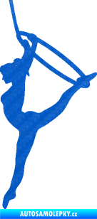 Samolepka Gymnastka 004 levá cvičení s kruhem 3D karbon modrý