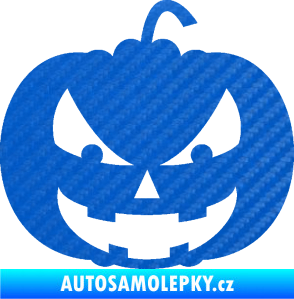 Samolepka Halloween 016 pravá dýně 3D karbon modrý