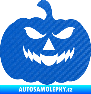 Samolepka Halloween 018 pravá dýně 3D karbon modrý