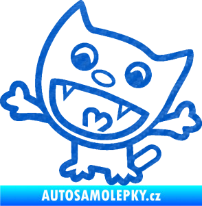 Samolepka Happy cat 001 levá 3D karbon modrý