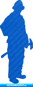 Samolepka Hasič 001 pravá 3D karbon modrý