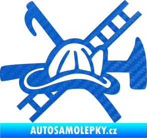 Samolepka Hasič 005 pravá 3D karbon modrý