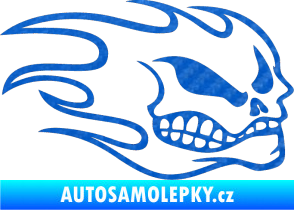 Samolepka Head - lebka- pravá 3D karbon modrý
