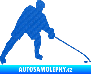 Samolepka Hokejista 002 pravá 3D karbon modrý