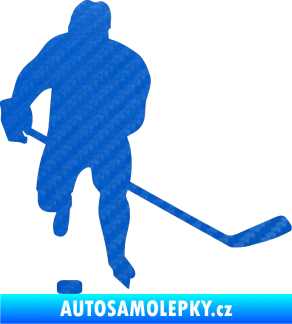 Samolepka Hokejista 008 pravá 3D karbon modrý