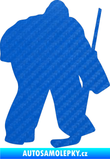 Samolepka Hokejista 011 pravá brankář 3D karbon modrý