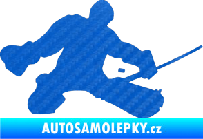 Samolepka Hokejista 015 pravá brankář 3D karbon modrý