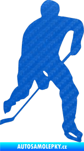 Samolepka Hokejista 022 pravá 3D karbon modrý