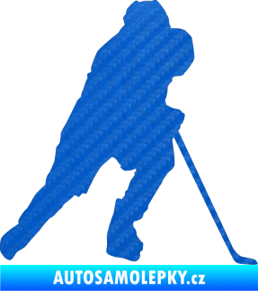 Samolepka Hokejista 023 pravá 3D karbon modrý
