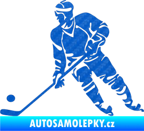 Samolepka Hokejista 027 levá 3D karbon modrý