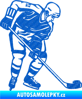 Samolepka Hokejista 029 pravá 3D karbon modrý
