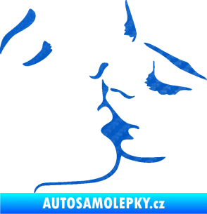 Samolepka Holčičí políbení levá 3D karbon modrý