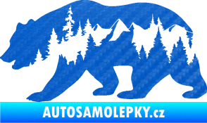 Samolepka Hory s medvědem levá 3D karbon modrý