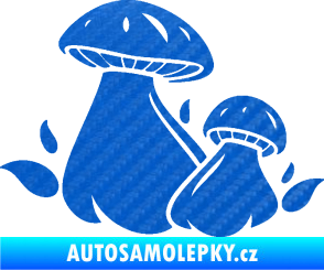 Samolepka Houby 002 levá 3D karbon modrý