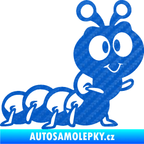 Samolepka Housenka 002 pravá 3D karbon modrý