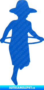 Samolepka Hula Hop 001 pravá dítě s obručí 3D karbon modrý